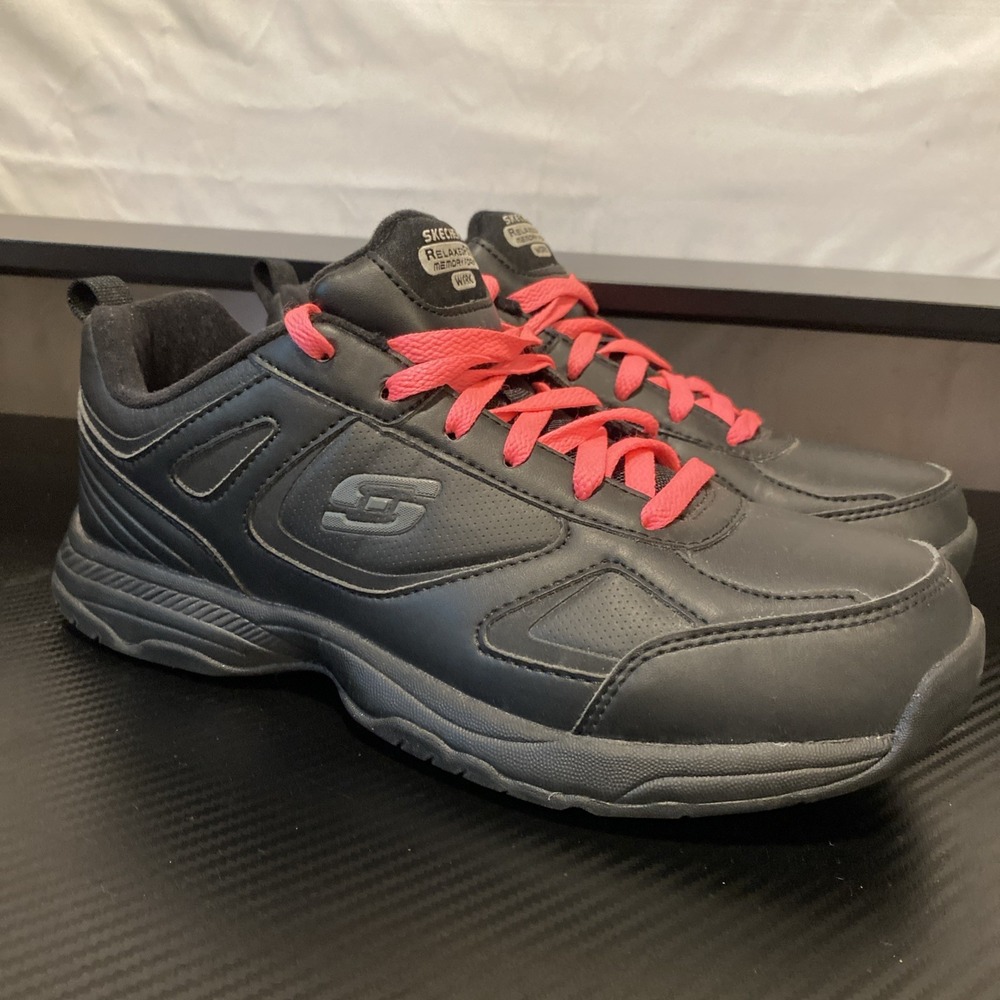 Skechers Dighton Bricelyn Work Shoes Womens Size 10 Wide Memory Foam Black